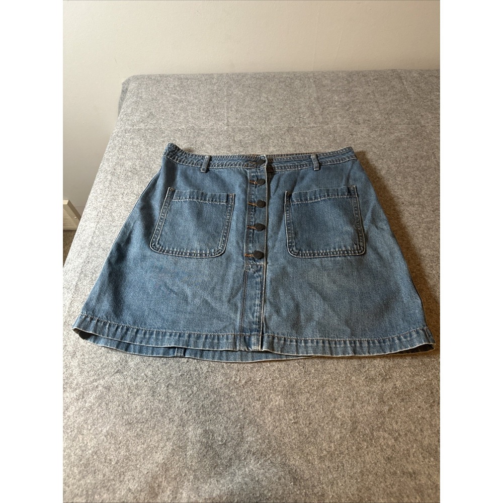 Old Navy Womens Y2K Button-Front Denim Mini Jean Skirt Stretch Size 12 Blue